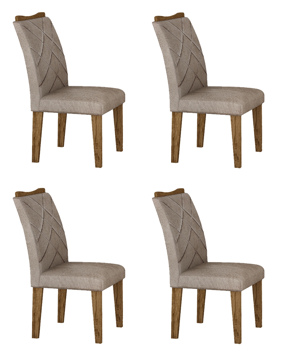 Kit 04 Cadeiras Sala de Jantar Larissa New MDF Moveis Leifer Braúna, Animale Cappuccino 