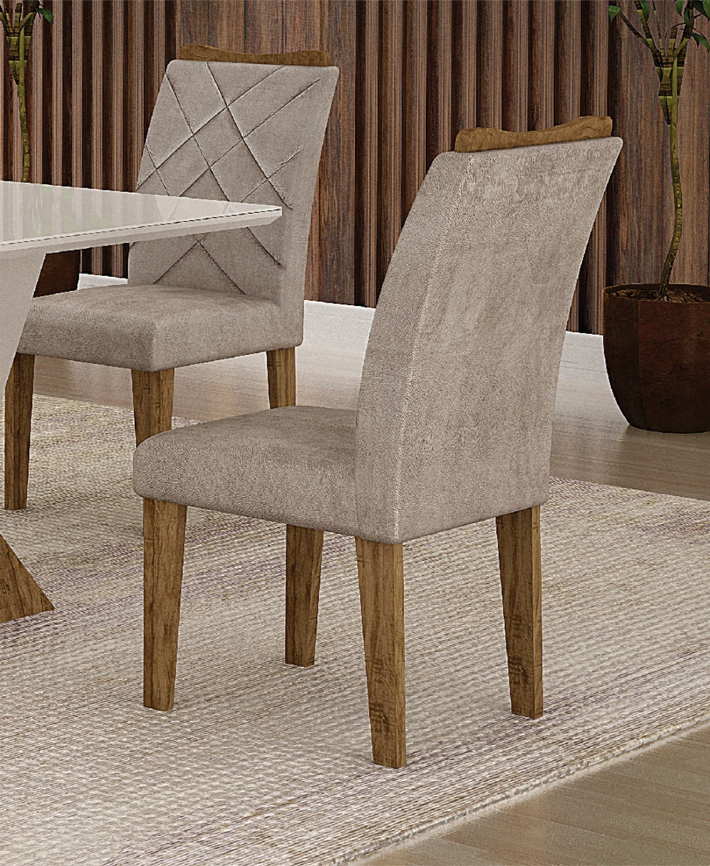  Kit 04 Cadeiras Sala de Jantar Larissa New MDF Moveis Leifer Braúna, Animale Cappuccino 