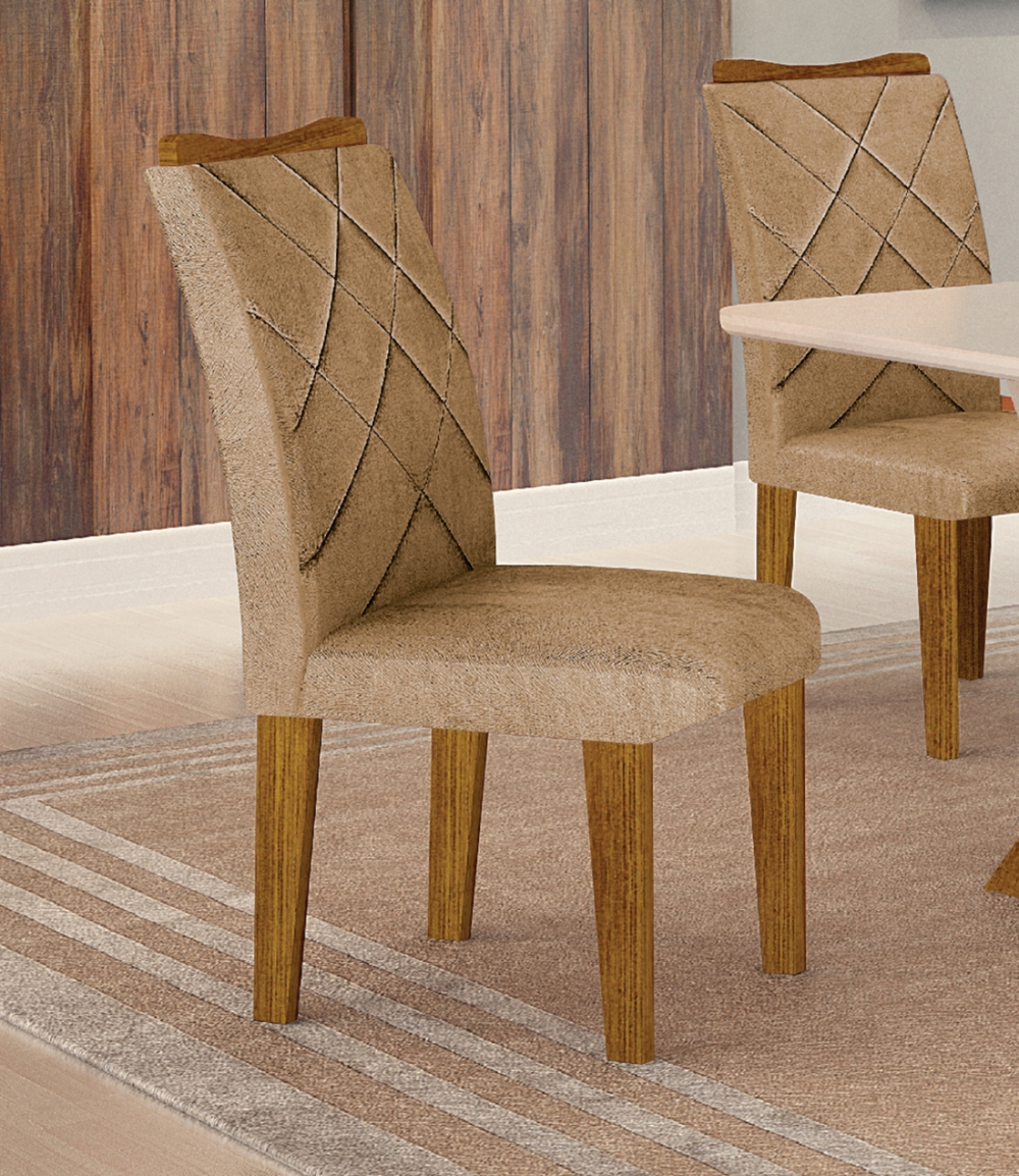  Kit 04 Cadeiras Sala de Jantar Larissa New MDF Moveis Leifer Freijó, Joli Gold