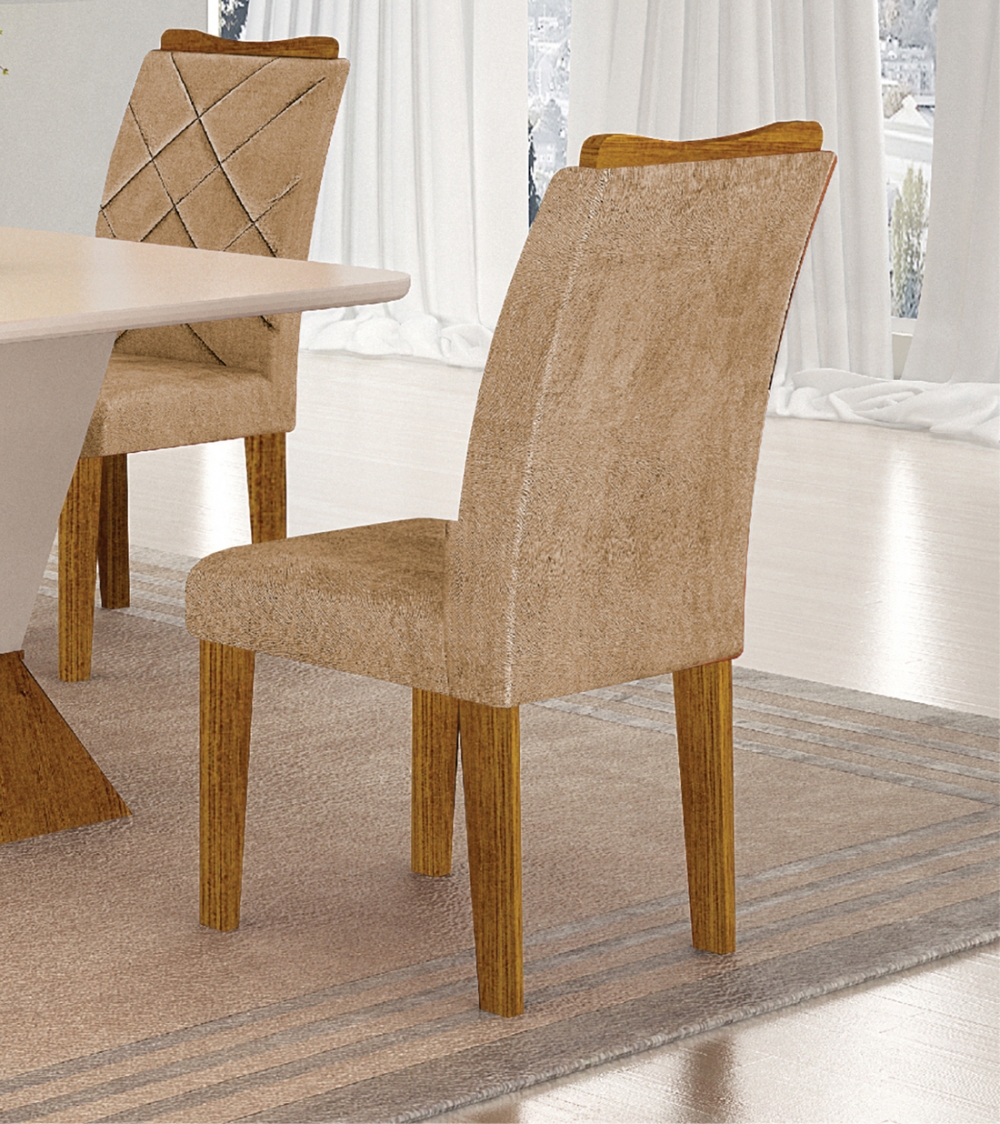  Kit 04 Cadeiras Sala de Jantar Larissa New MDF Moveis Leifer Freijó, Joli Gold