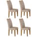  Kit 04 Cadeiras Sala de Jantar Larissa New MDF Moveis Leifer Freijó, Linho Bege