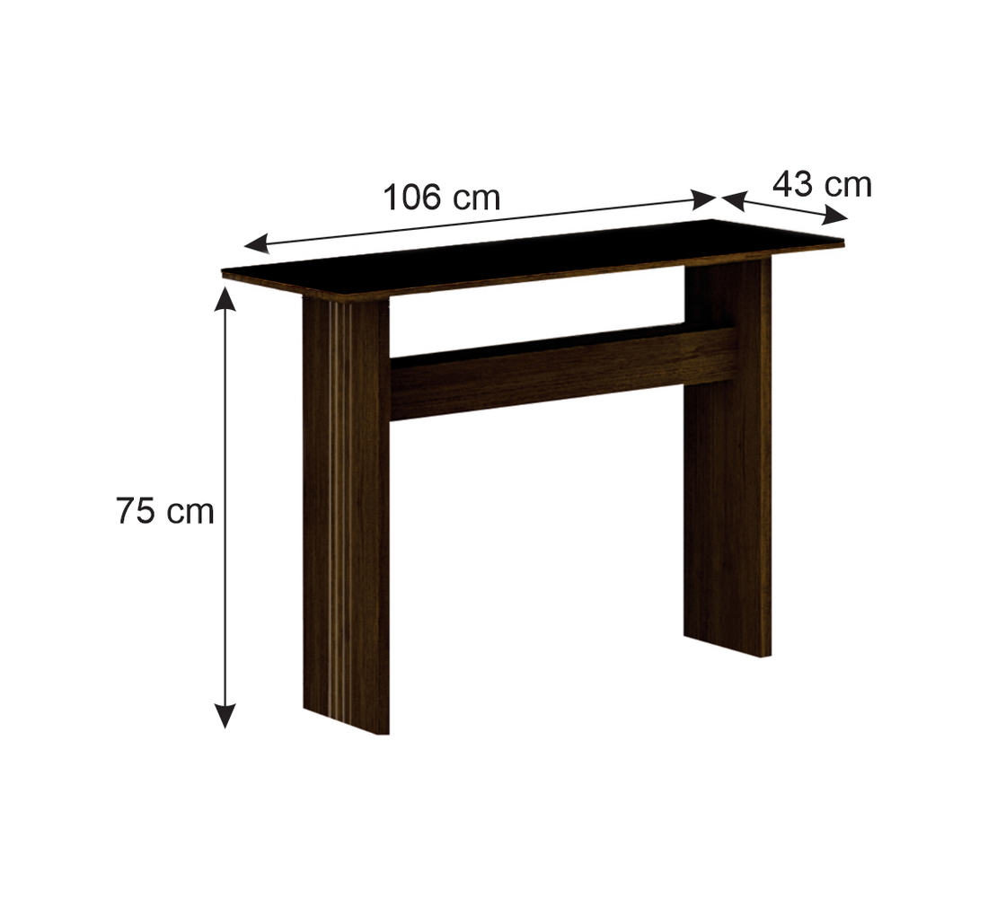 Aparador Tampo MDF/Vidro Florença New Leifer Móveis Braúna/Preto