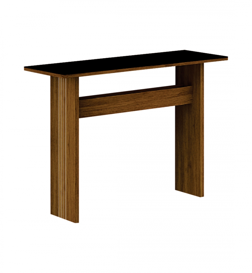 Aparador Tampo MDF/Vidro Florença New Leifer Móveis Freijó/Preto