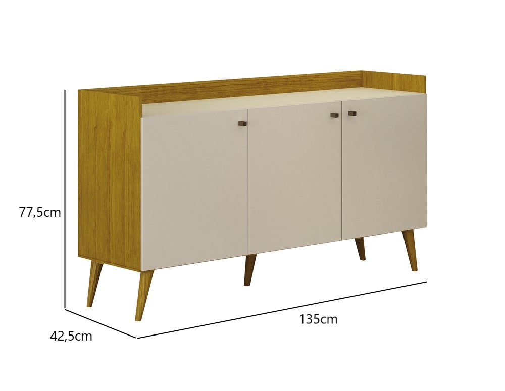 Buffet Clara 3 Portas Leifer Moveis Freijó/Off White