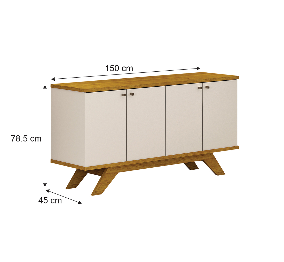 Buffet Ilheus 4 Portas 1 Gaveta 1 Prateleira Moveis Leifer Freijó/Off White