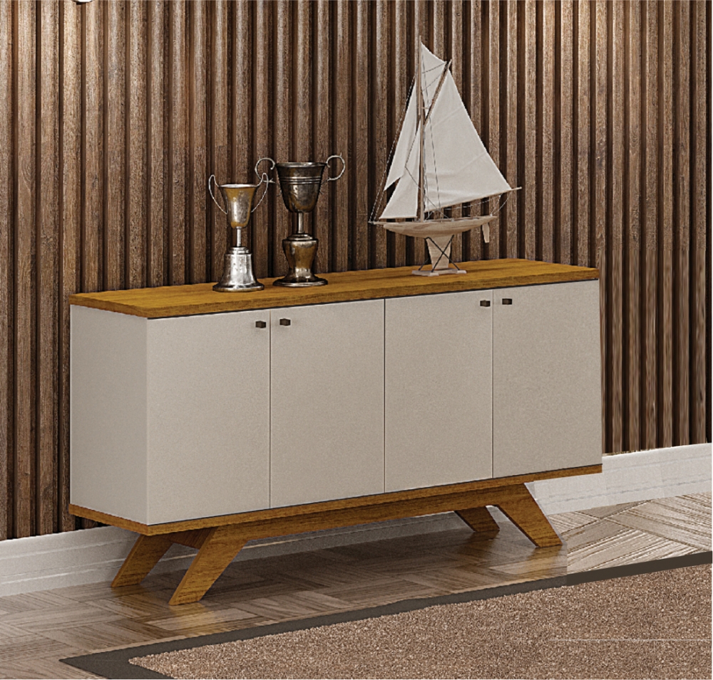 Buffet Ilheus 4 Portas 1 Gaveta 1 Prateleira Moveis Leifer Freijó/Off White