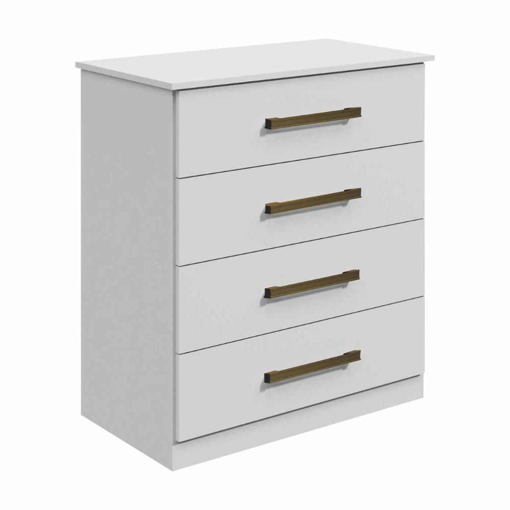 Cômoda Rubi Bronze 4 Gavetas Leifer Branco