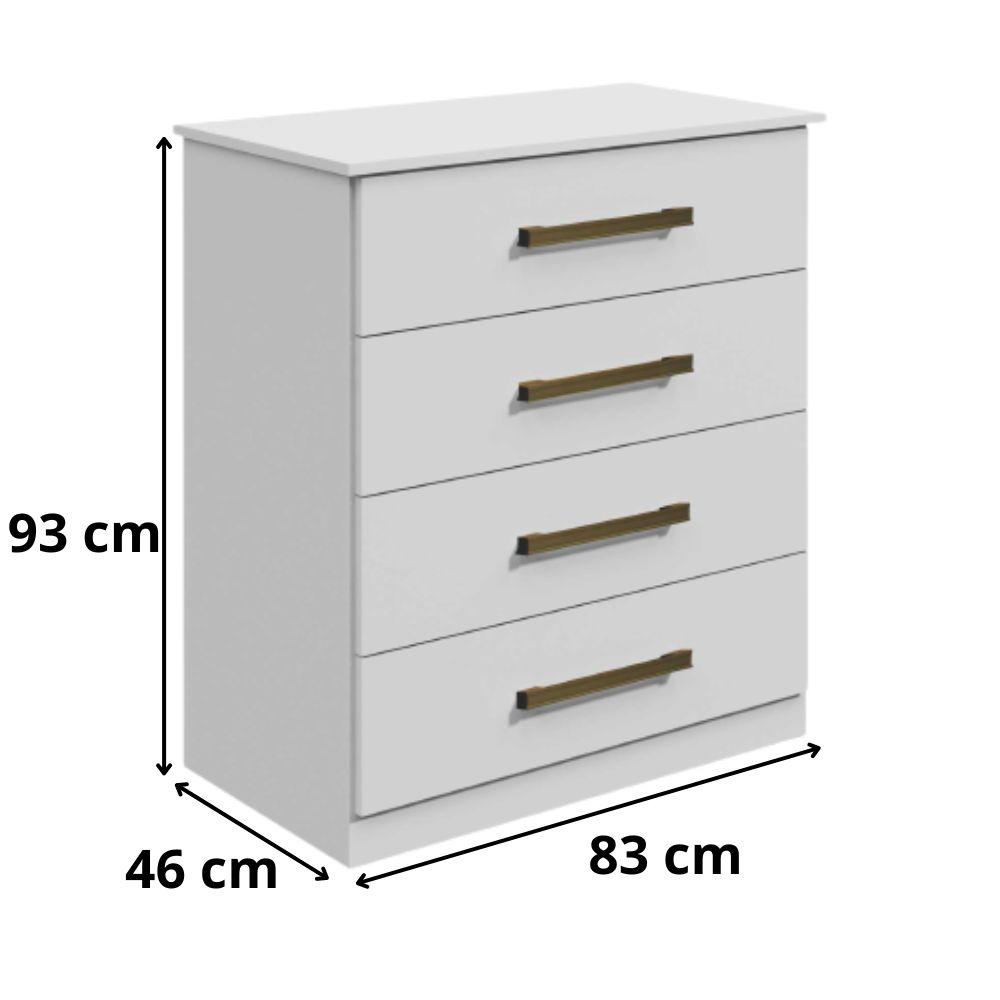 Cômoda Rubi Bronze 4 Gavetas Leifer Branco