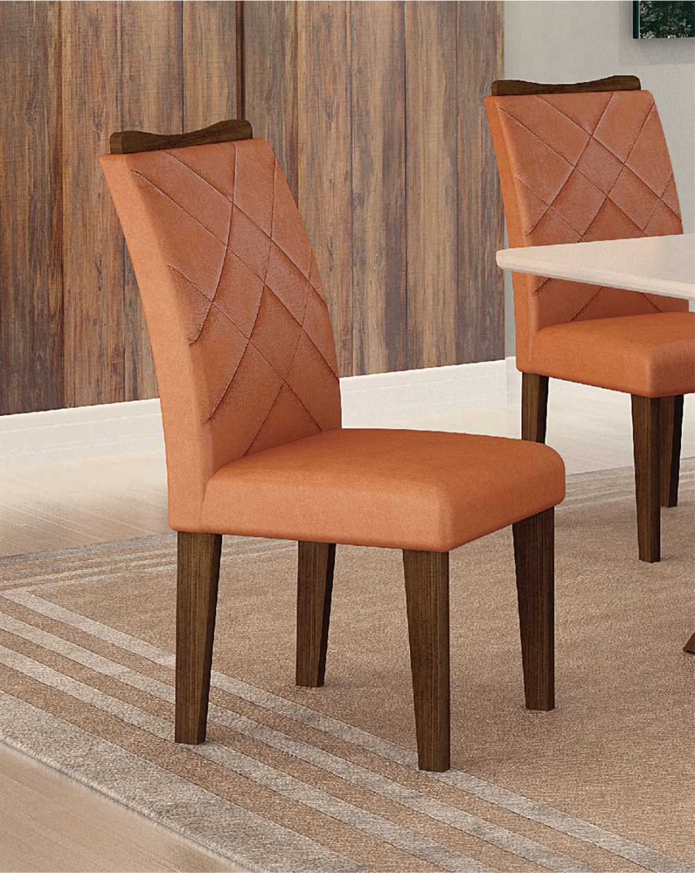 Cadeira Larissa Premium MDF Moveis Leifer Braúna, Joli Terracota