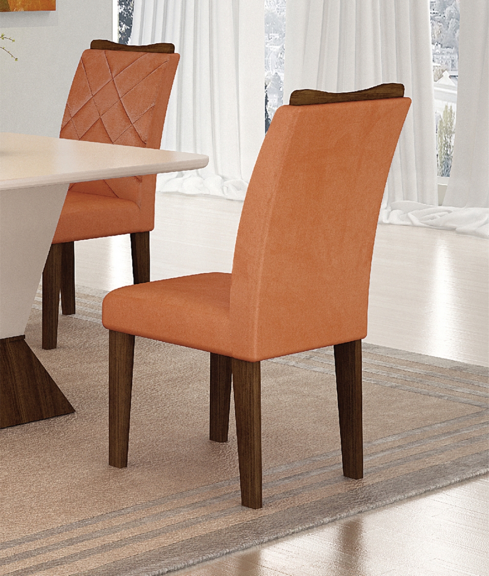 Cadeira Larissa Premium MDF Moveis Leifer Braúna, Joli Terracota