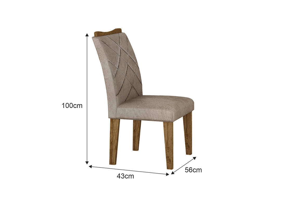 Cadeira Larissa Premium MDF Moveis Leifer Braúna, Pena Palha