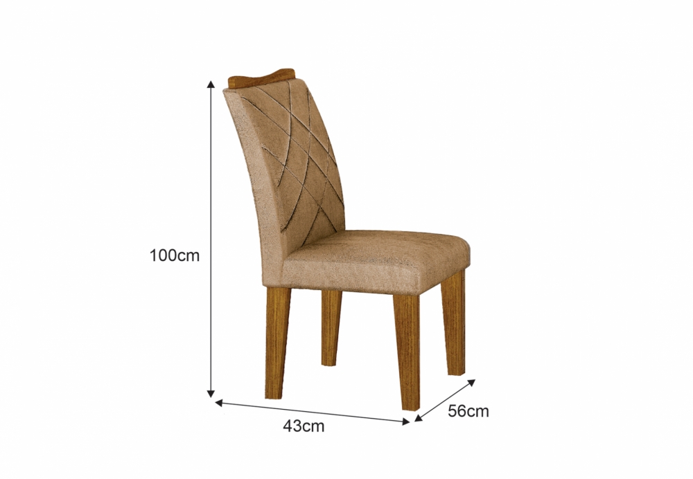Cadeira Larissa Premium MDF Moveis Leifer Freijó, Pena Caramelho