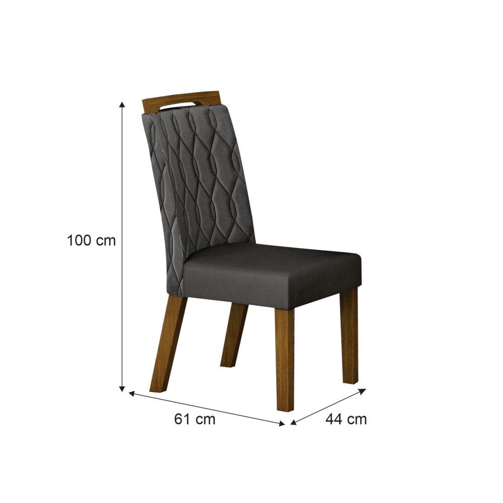 Conjunto Sala de Jantar Atenas Mesa Freijo/Chumbo 1,20m C/ 4 Cadeiras Joli Chumbo Moveis Leifer Freijó/Chumbo