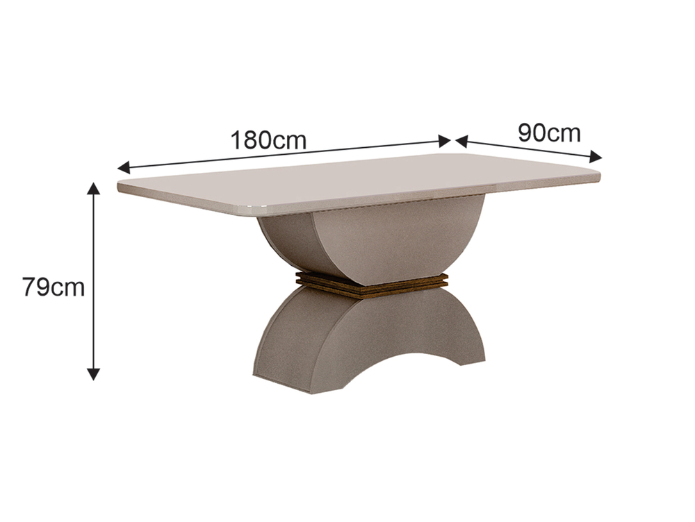 Conjunto Sala de Jantar Atenas Mesa Off White/Freijo/Off White 1,80m C/ 6 Cadeiras Joli Terracota Moveis Leifer Off White/Freijó/Off White