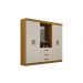 Guarda Roupa Belem 4 Portas 3 Gavetas C/Espelho Leifer Freijó/Off White