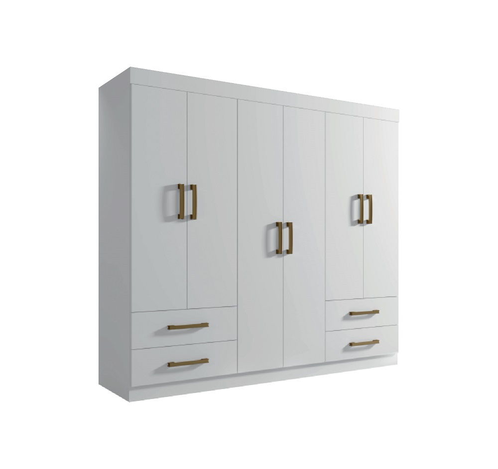 Guarda Roupa Recife New 6 Portas 4 Gavetas Leifer Branco
