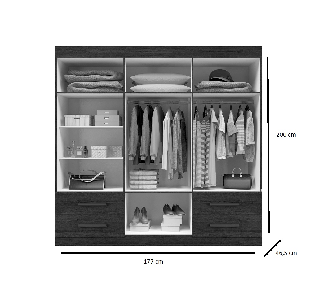 Guarda Roupa Recife New 6 Portas 4 Gavetas Leifer Branco