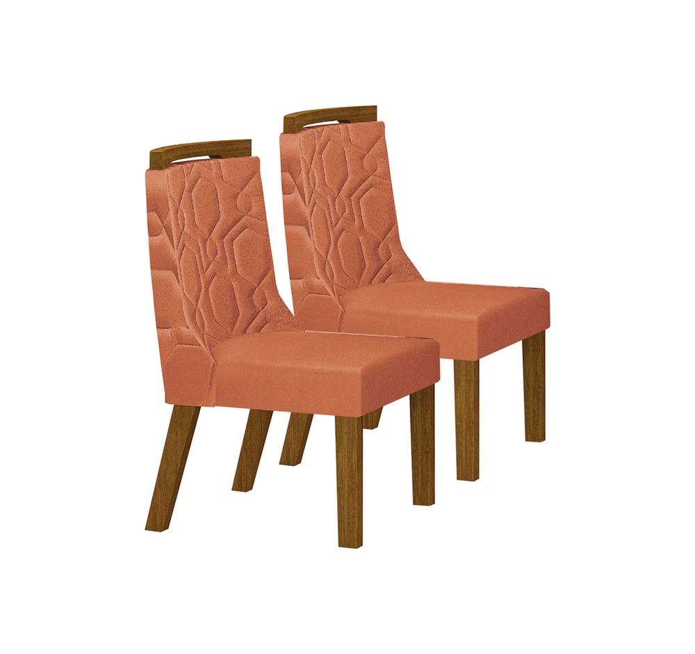 Kit 02 Cadeiras Sala de Jantar Agata Madeira Moveis Leifer Freijó, Joli Terracota