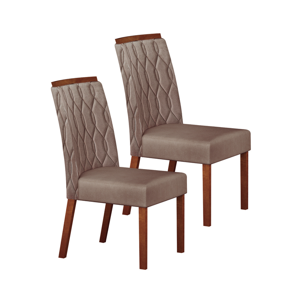 Kit 02 Cadeiras Sala de Jantar Atenas Premium Madeira Moveis Leifer Freijó, Joli Camurça