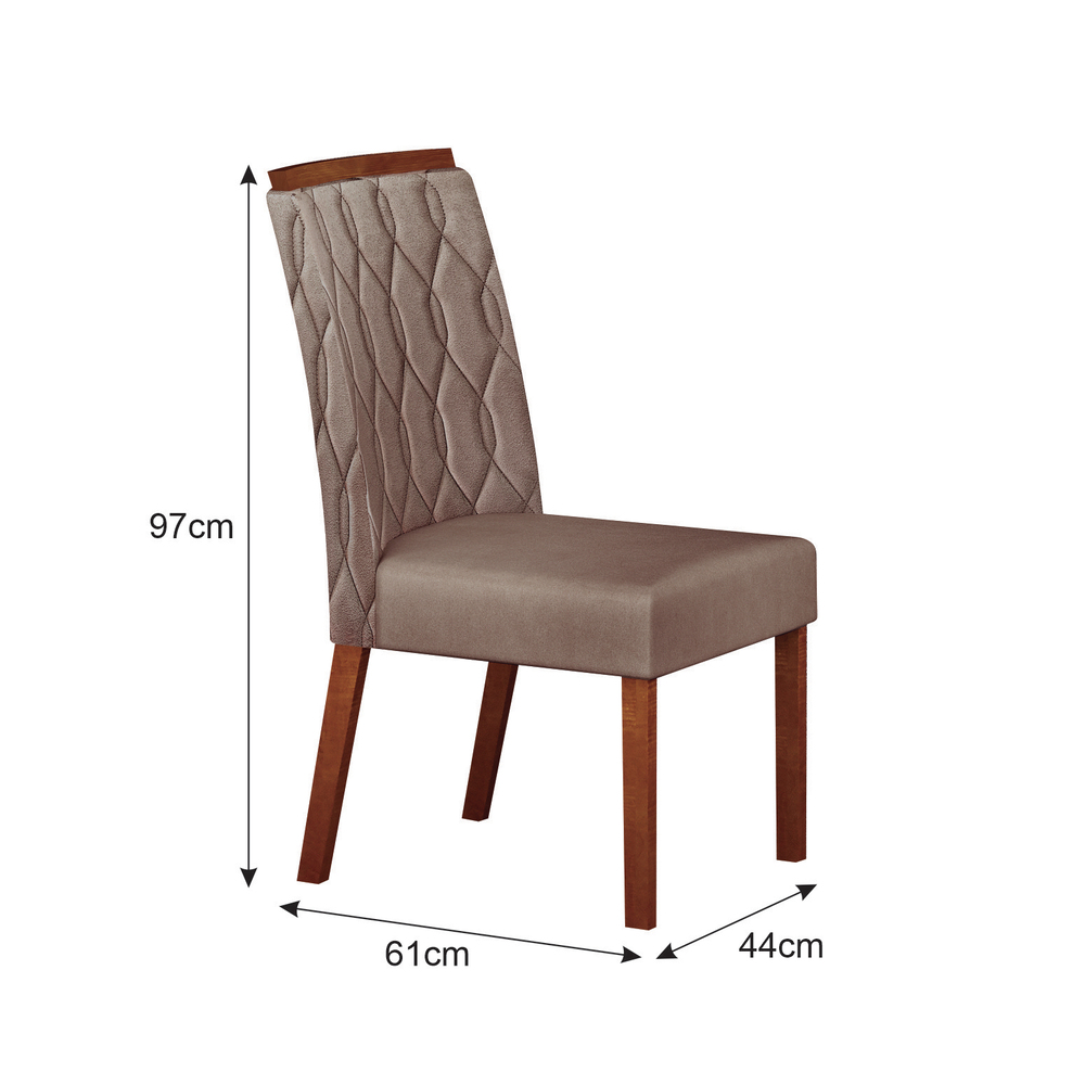 Kit 02 Cadeiras Sala de Jantar Atenas Premium Madeira Moveis Leifer Freijó, Joli Camurça