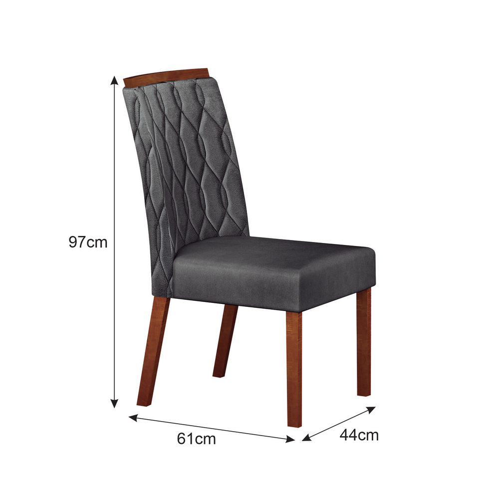 Kit 02 Cadeiras Sala de Jantar Atenas Premium Madeira Moveis Leifer Freijó, Joli Chumbo