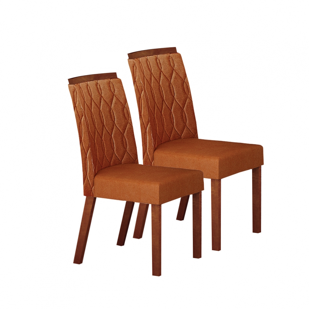 Kit 02 Cadeiras Sala de Jantar Atenas Premium Madeira Moveis Leifer Freijó, Joli Terracota