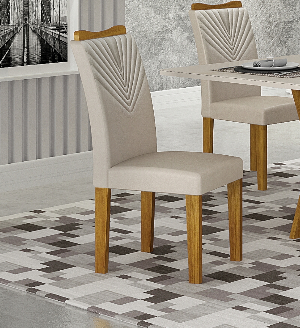 Kit 02 Cadeiras Sala de Jantar Clara Madeira Moveis Leifer Freijó, Joli Palha