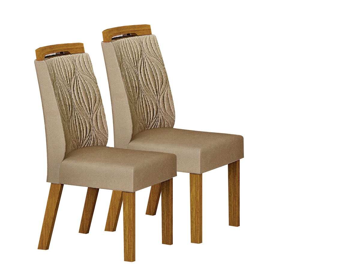 Kit 02 Cadeiras Sala de Jantar Ilheus MDF Moveis Leifer Freijó, Joli Gold