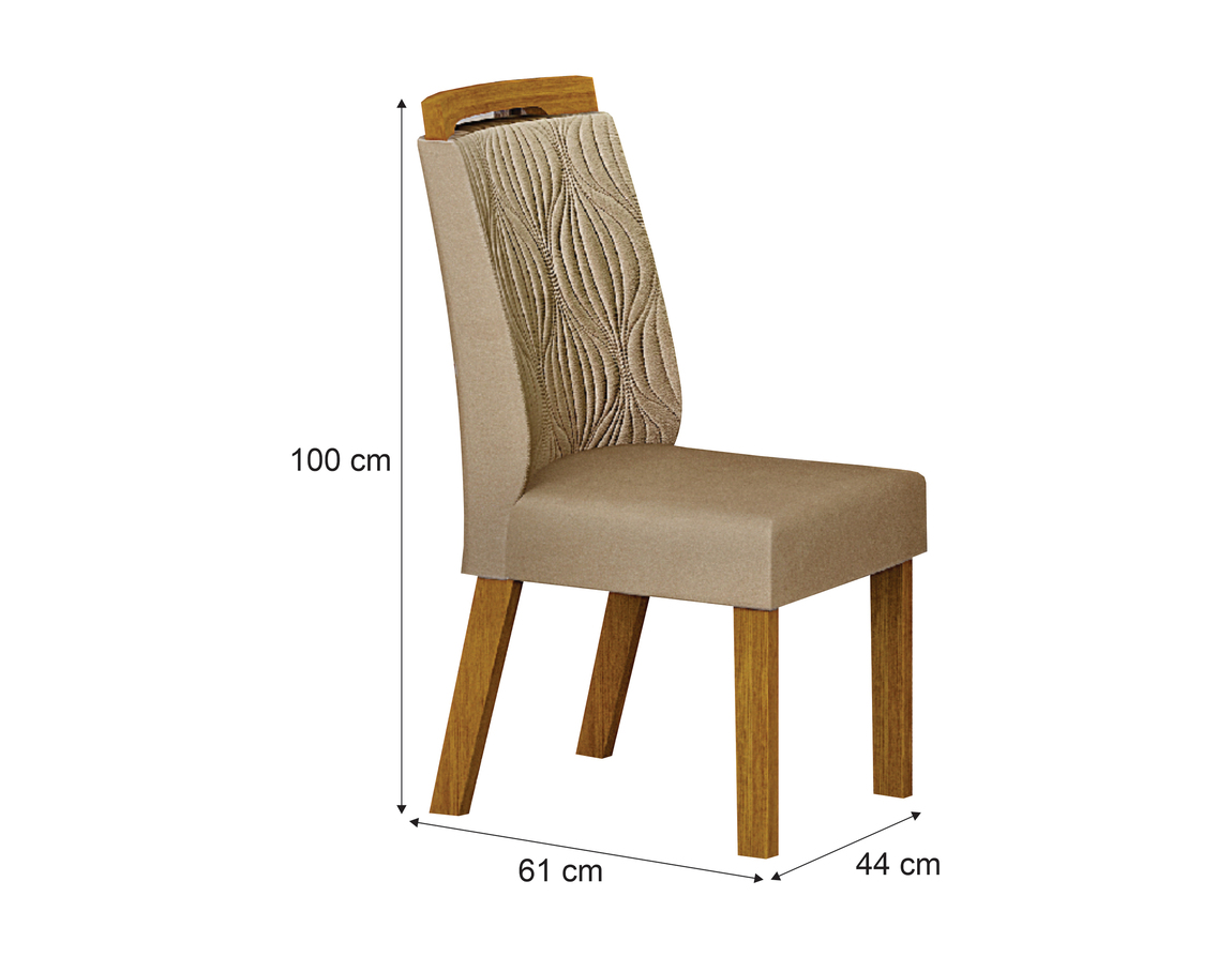 Kit 02 Cadeiras Sala de Jantar Ilheus MDF Moveis Leifer Freijó, Joli Gold
