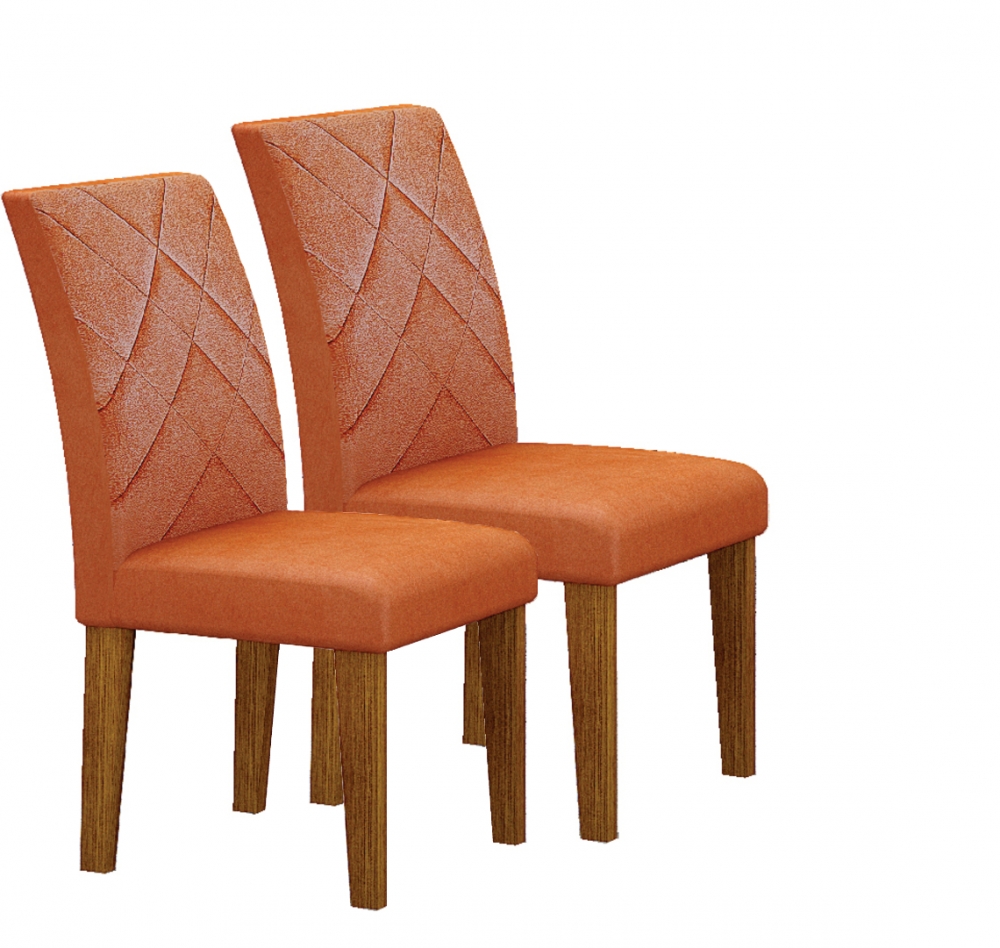 Kit 02 Cadeiras Sala de Jantar Lavinia MDF Moveis Leifer Freijó, Joli Terracota