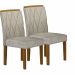 Kit 02 Cadeiras Sala de Jantar Lorena MDF Moveis Leifer Freijó, Pena Palha