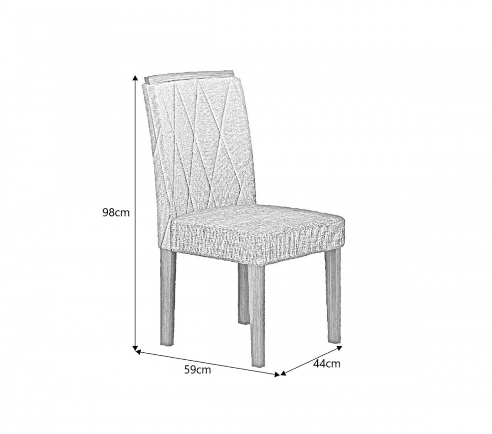 Kit 02 Cadeiras Sala de Jantar Lorena MDF Moveis Leifer Freijó, Pena Palha
