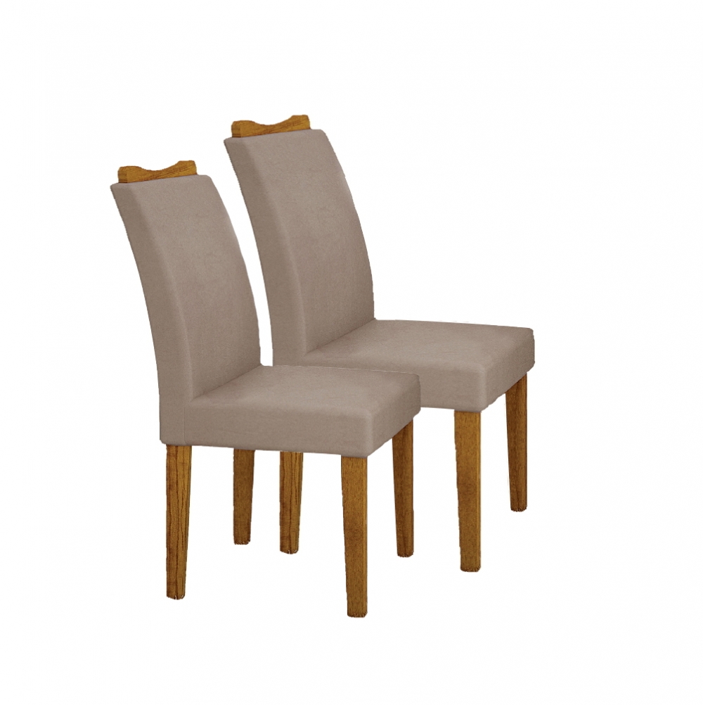 Kit 02 Cadeiras Sala de Jantar Pampulha New MDF Moveis Leifer Freijó, Veludo Camurça