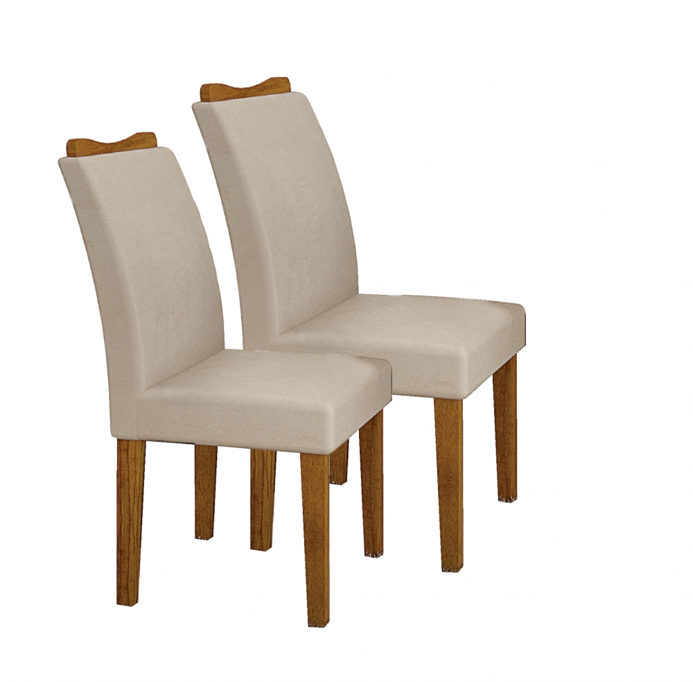 Kit 02 Cadeiras Sala de Jantar Pampulha New MDF Moveis Leifer Freijó, Veludo Palha