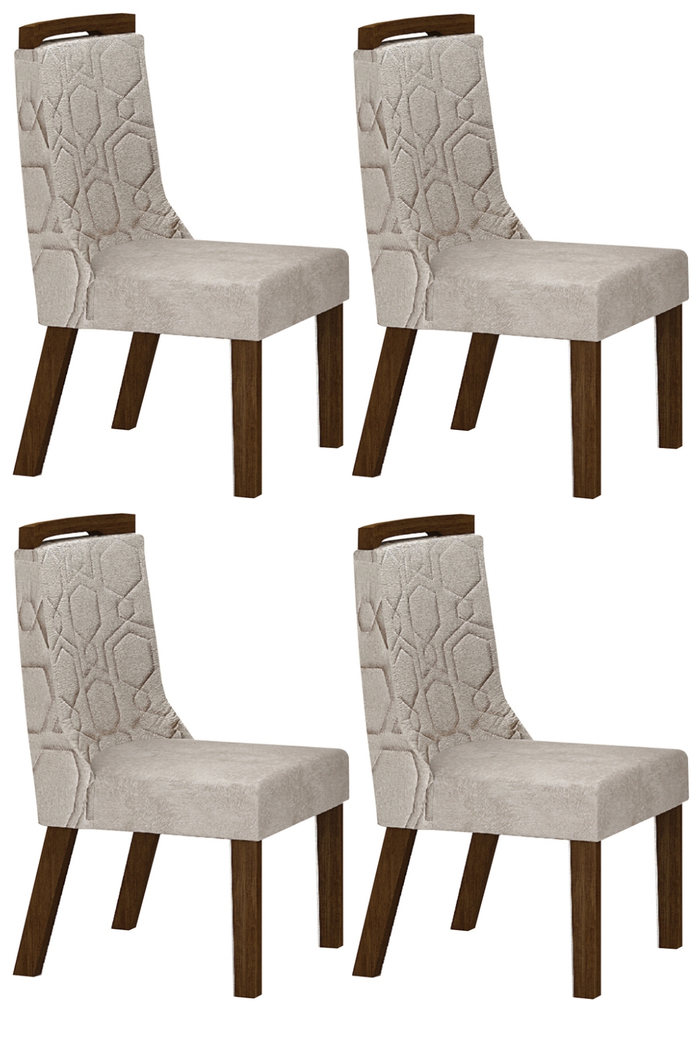 Kit 04 Cadeiras Sala de Jantar Agata MDF Leifer Moveis Braúna, Joli Palha