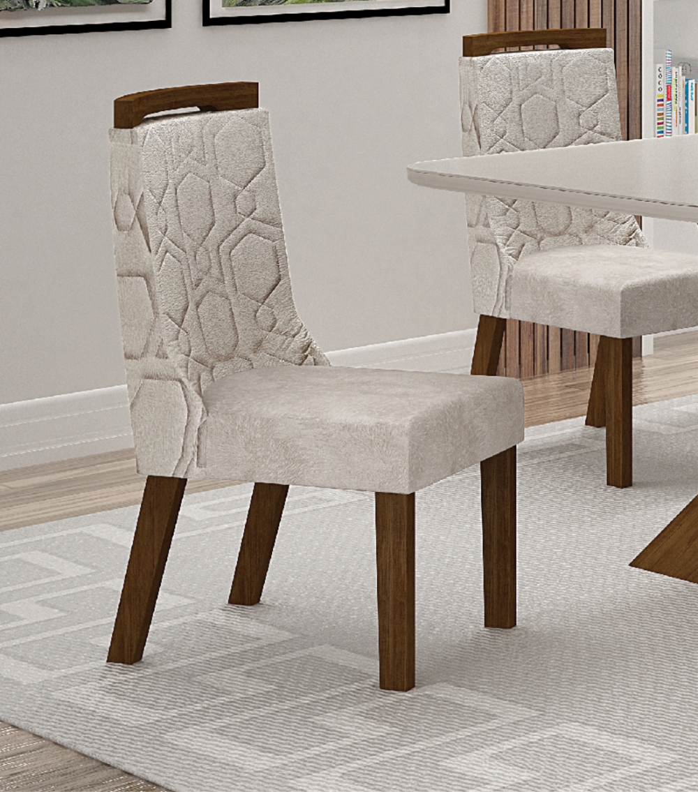 Kit 04 Cadeiras Sala de Jantar Agata MDF Leifer Moveis Braúna, Joli Palha
