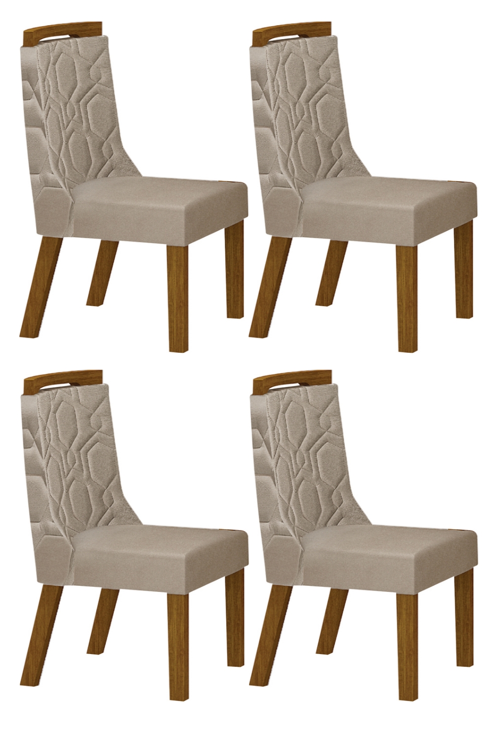 Kit 04 Cadeiras Sala de Jantar Agata MDF Leifer Moveis Freijó, Joli Camurça