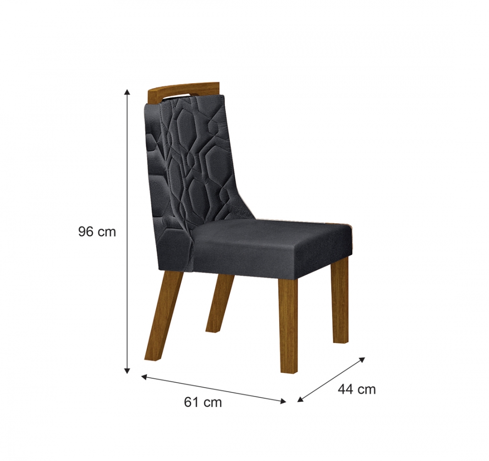 Kit 04 Cadeiras Sala de Jantar Agata MDF Leifer Moveis Freijó, Joli Chumbo