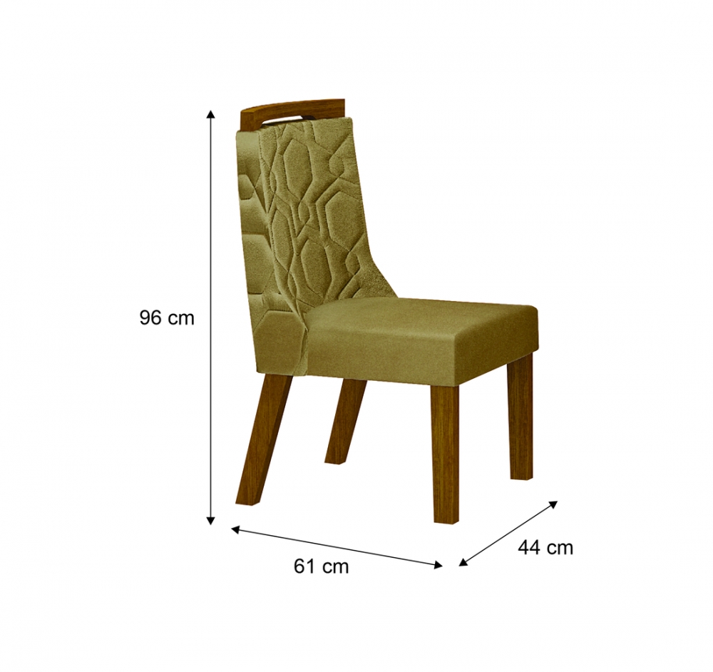 Kit 04 Cadeiras Sala de Jantar Agata MDF Leifer Moveis Freijó, Joli Gold