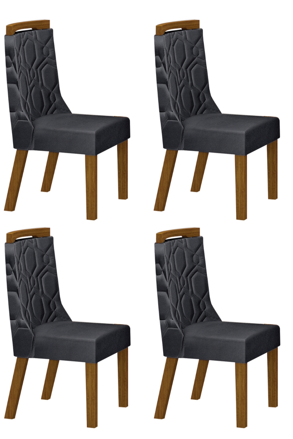 Kit 04 Cadeiras Sala de Jantar Agata Madeira Moveis Leifer Freijó, Joli Camurça