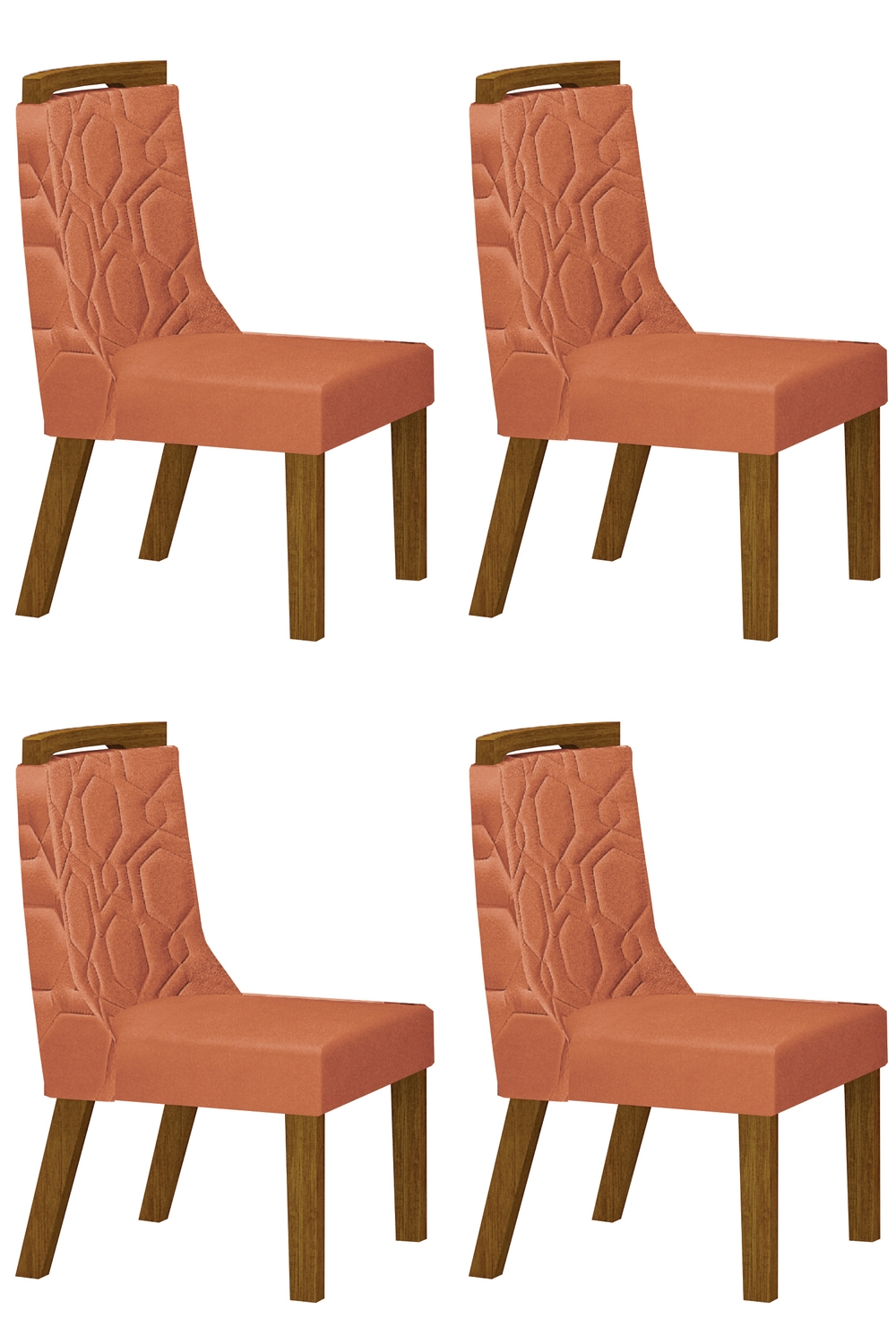 Kit 04 Cadeiras Sala de Jantar Agata Madeira Moveis Leifer Freijó, Joli Camurça