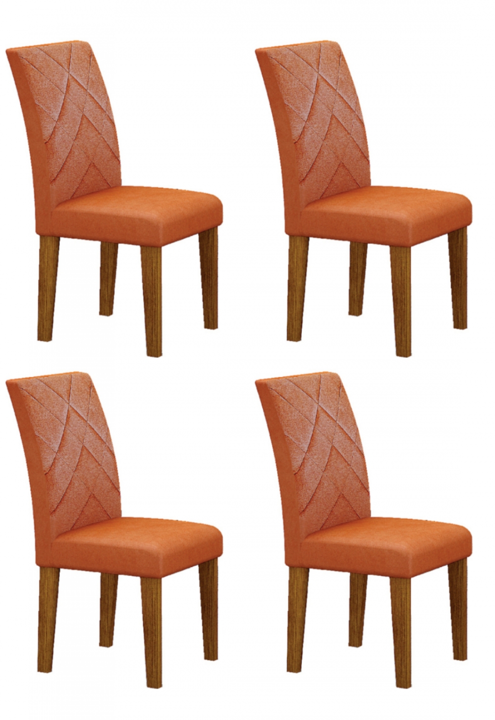 Kit 04 Cadeiras Sala de Jantar Lavinia MDF Moveis Leifer Freijó, Joli Terracota
