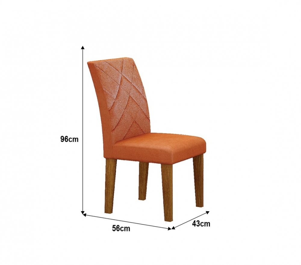 Kit 04 Cadeiras Sala de Jantar Lavinia MDF Moveis Leifer Freijó, Joli Terracota