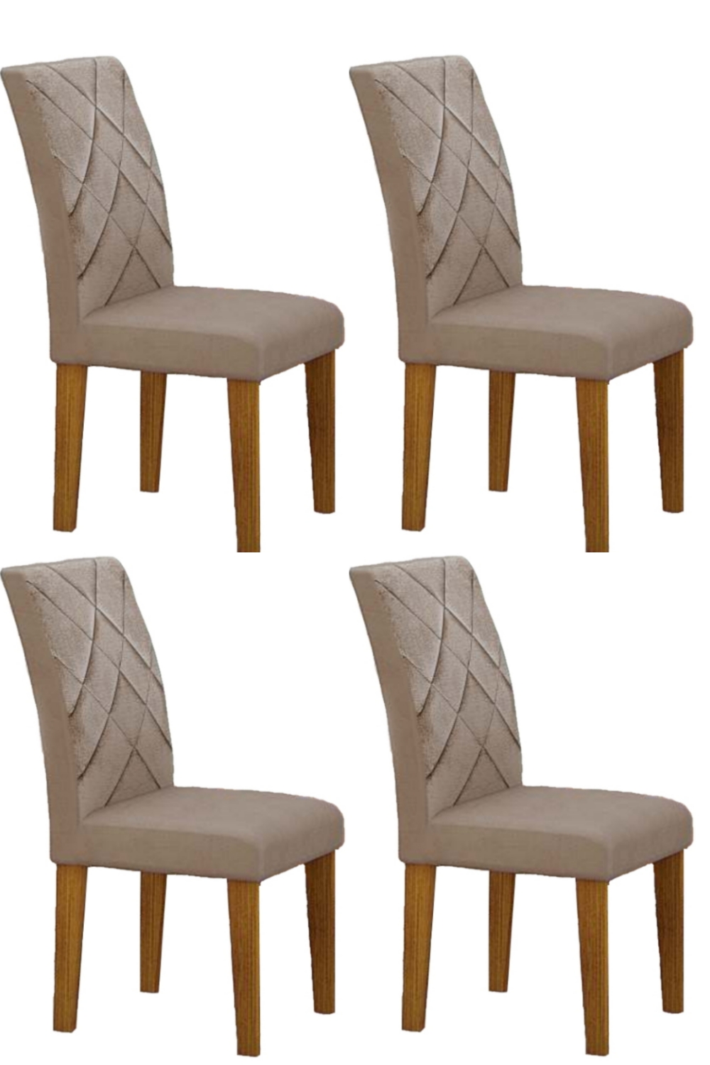 Kit 04 Cadeiras Sala de Jantar Lavinia MDF Moveis Leifer Freijó, Veludo Camurça