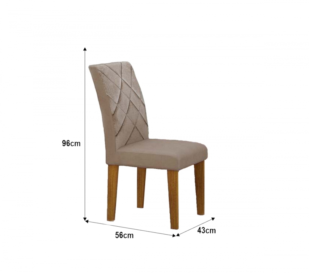 Kit 04 Cadeiras Sala de Jantar Lavinia MDF Moveis Leifer Freijó, Veludo Camurça