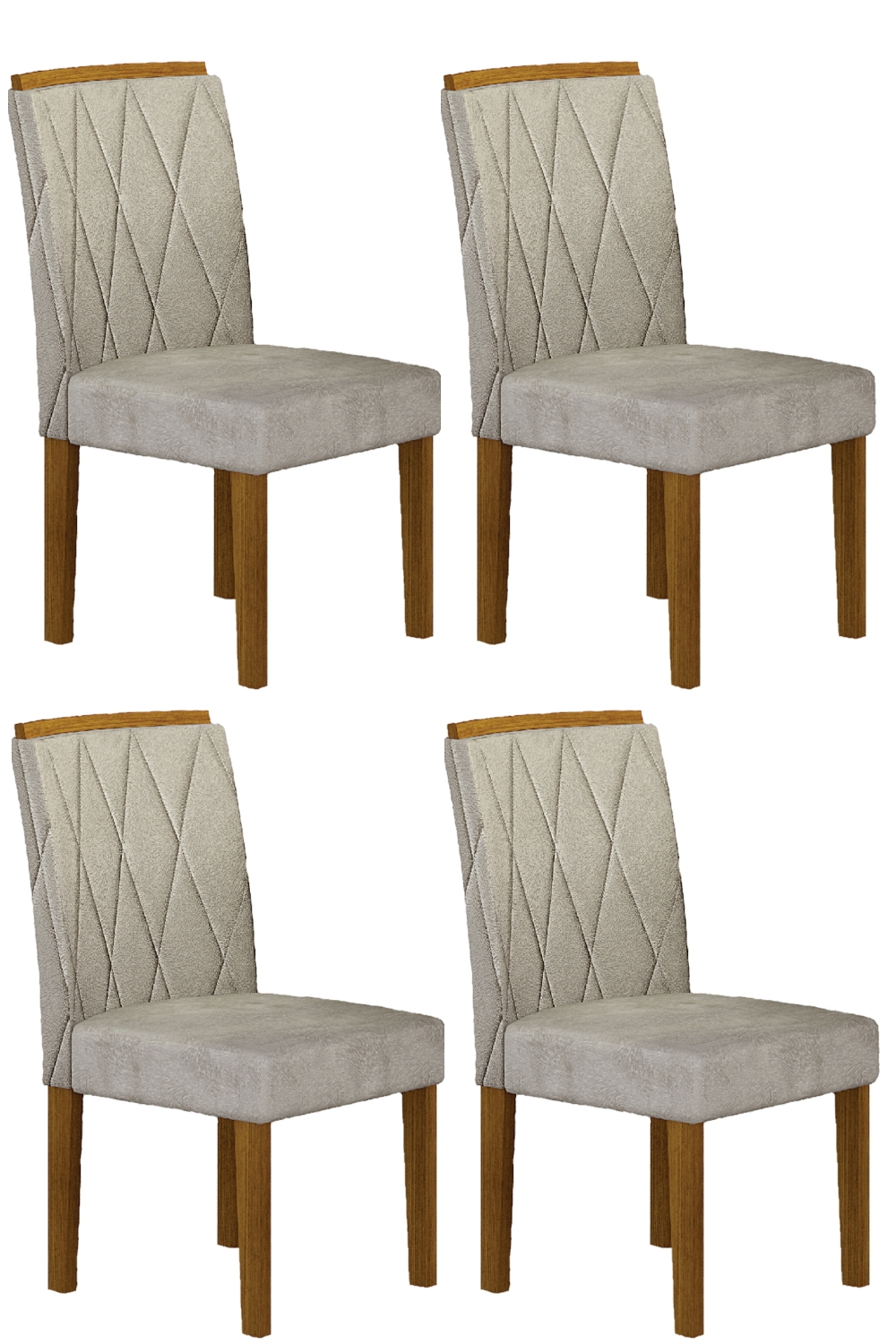 Kit 04 Cadeiras Sala de Jantar Lorena MDF Moveis Leifer Freijó, Pena Palha