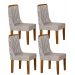 Kit 04 Cadeiras Sala de Jantar Perola Madeira Moveis Leifer Freijó, Joli Palha