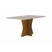 Mesa 120cm para 04 Cadeiras Tampo Reto Vidro/MDF Clara Leifer Moveis CADEIRAS NÃO INCLUSAS Freijó/Off White, Reto com vidro