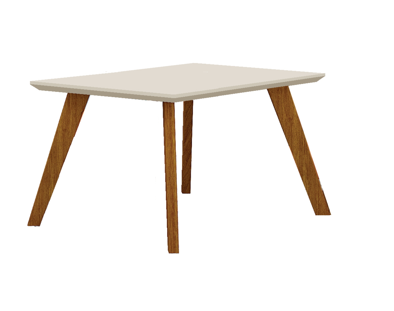 Mesa 1,20m para 04 Cadeiras Lavinia New Leifer Moveis CADEIRAS NÃO INCLUSAS Freijó/Off White, Reto com vidro
