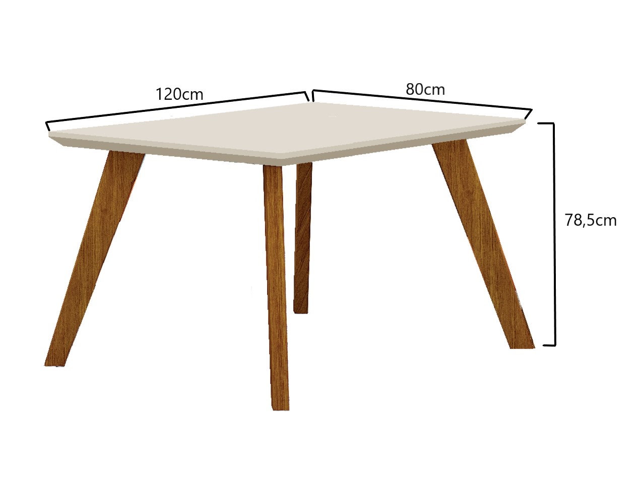 Mesa 1,20m para 04 Cadeiras Lavinia New Leifer Moveis CADEIRAS NÃO INCLUSAS Freijó/Off White, Reto com vidro